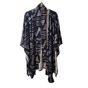 Lularoe Kaftan Wrap Woman's Small/Med Savannah Black Belted Kimono Style Open